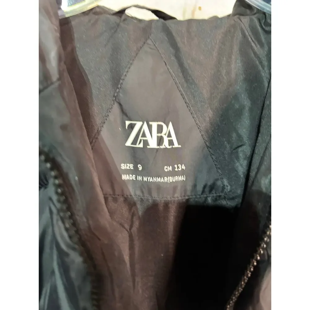 Zara 9 wide stitch shorter puffer coat attached hood euc worn once warm